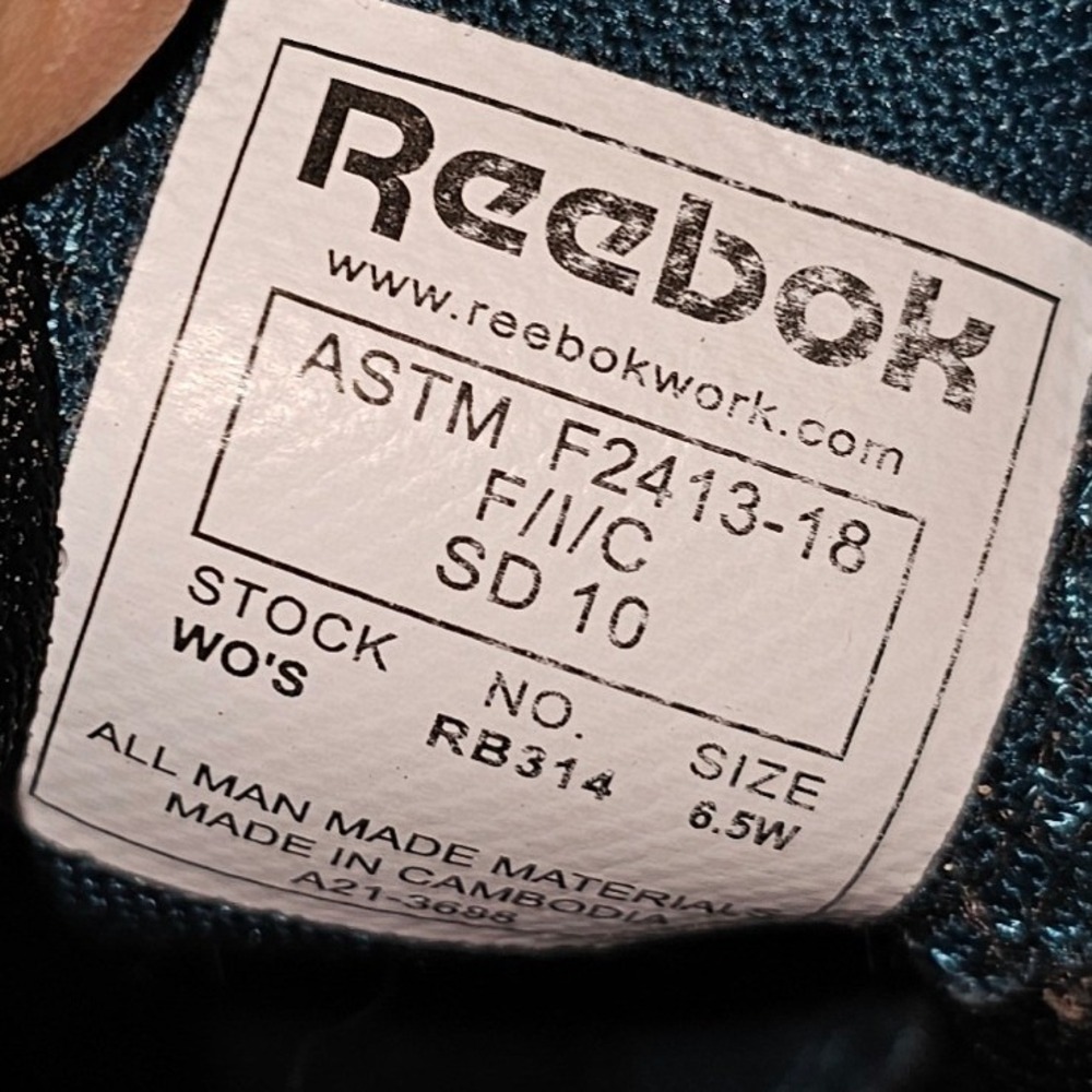 Safety Toe Composite Reebok Women's ASTM‎ F2413 18 Black Teal Athletic Shoes - Picture 2 of 7